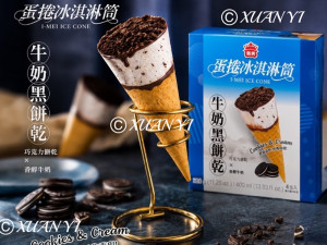 義美蛋捲冰淇淋甜筒-牛奶黑餅乾320g