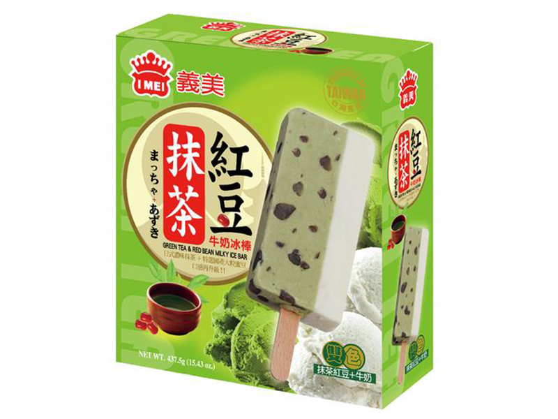 義美抹茶紅豆牛奶雙色冰棒437g-團購