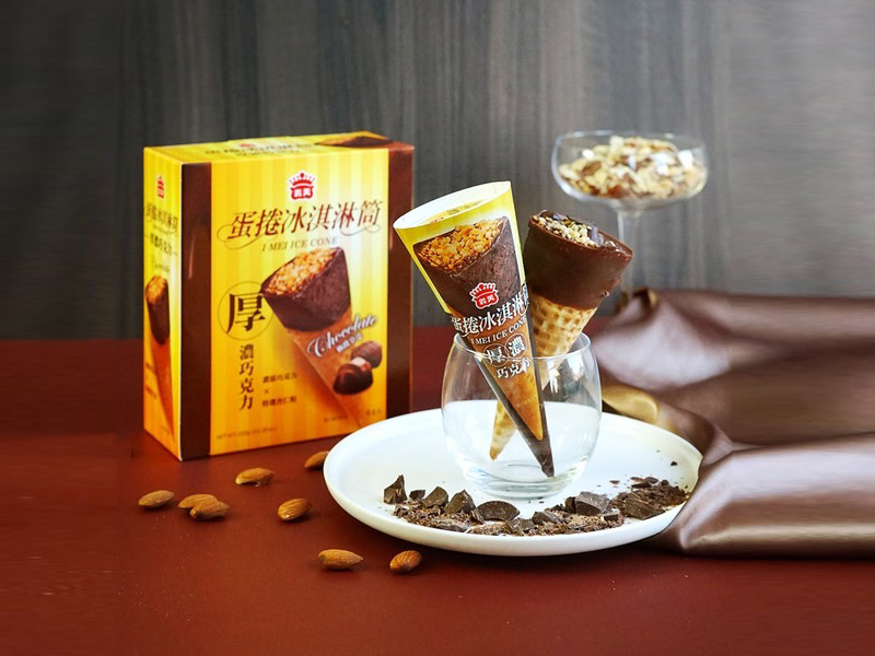 義美-蛋捲冰淇淋筒厚濃巧克力320g-團購