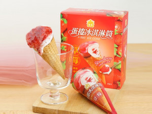 義美-蛋捲冰淇淋筒草莓320g-團購