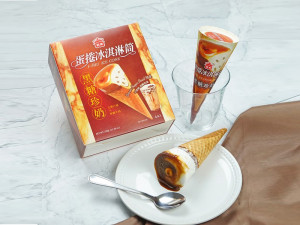 義美-蛋捲冰淇淋筒黑糖珍奶320g-團購